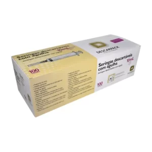 Seringa Hipodérmica 10ml com Agulha 25 X 0,70mm Descarpack com 100 Unidades