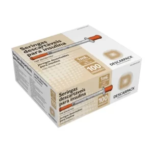 Seringa de Insulina 1ml com Agulha Fixa Descarpack com 100 Unidades