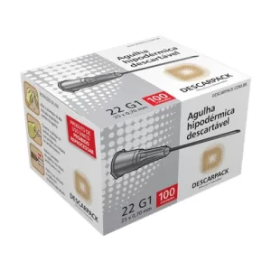 Agulha Hipodérmica 25 x 0,70mm Descarpack com 100 Unidades