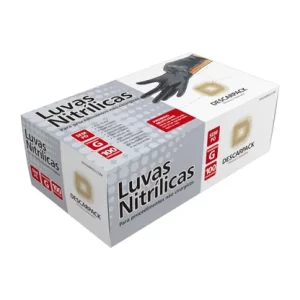 Luva Nitrílica Powder Free Preta G Descarpack com 100 Unidades