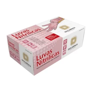 Luva Nitrílica Powder Free Rosa P Descarpack com 100 Unidades