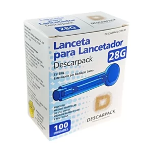 Lanceta para Lancetador 28G Descarpack com 100 Unidades