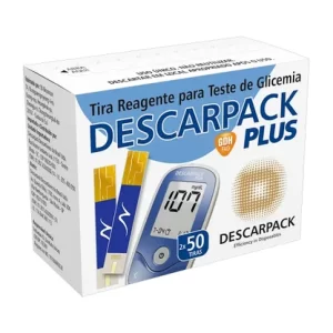 Tiras Reagentes para Teste de Glicemia Descarpack Plus com 100 Unidades