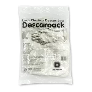 Luva Plástica Estéril Descarpack com 100 Unidades