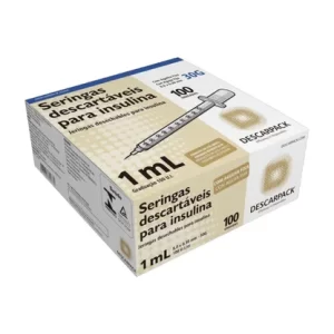 Seringa de Insulina 1ml com Agulha Fixa 8,0 X 0,30mm 30g Descarpack com 100 Unidades