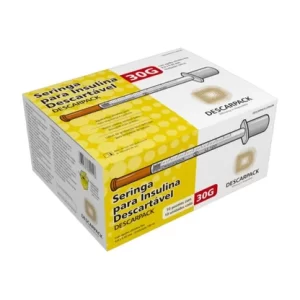 Seringa de Insulina 1ml com Agulha Fixa Ultrafina 8,0 X 0,30mm 30g Descarpack com 100 Unidades